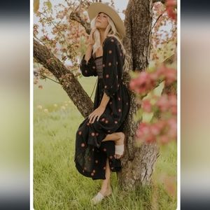 Free People Dahlia Embroided Dress in Black